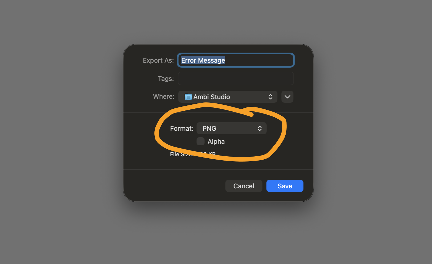 Screenshot showing Alpha unchecked