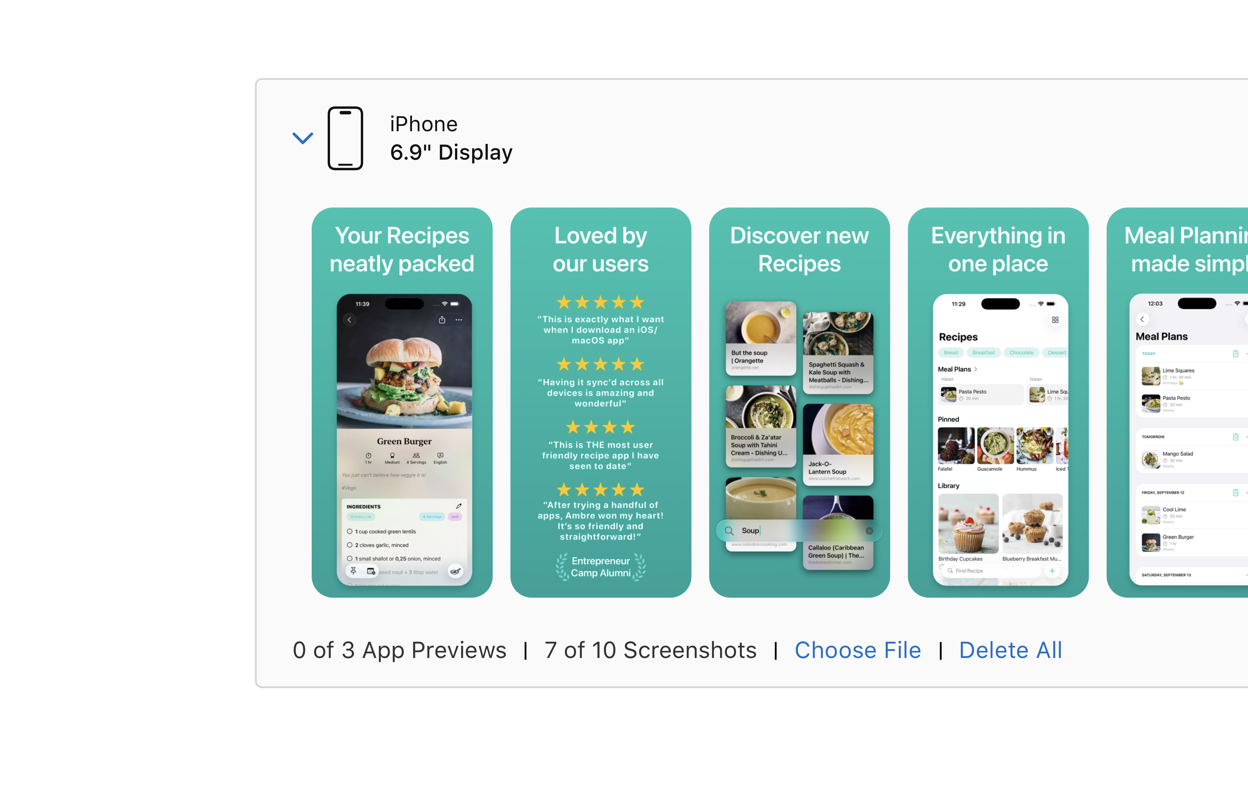 Screenshot showing successfully uploaded screenshots