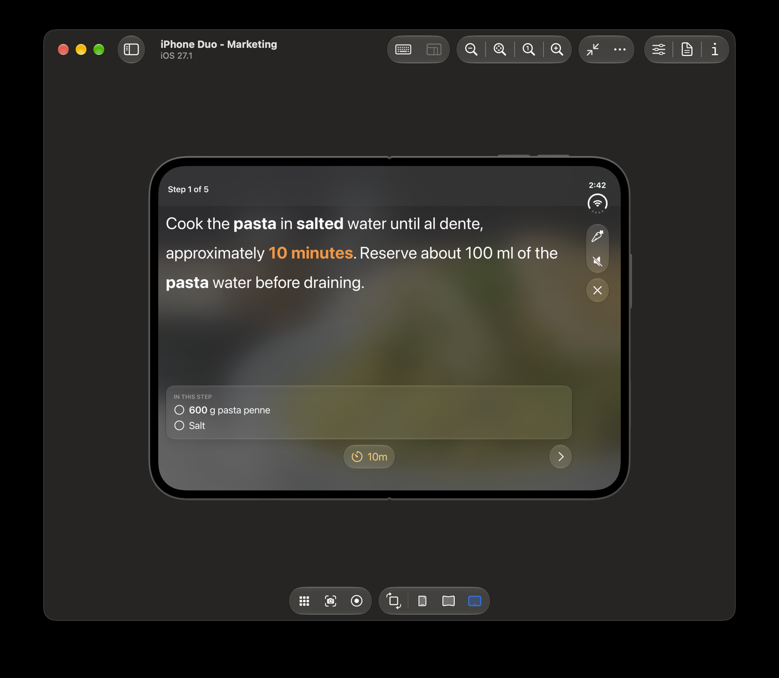 After: cook mode as a full-screen cover on the same screen